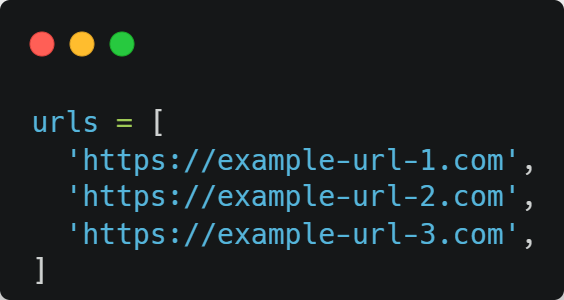 code example: urls list